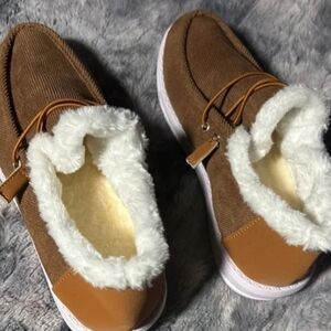 Brown winter and rain boots